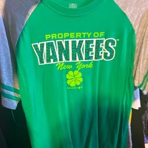 New york yankees st pattys day irish themed shirt mlb authentic baseball tee YXL